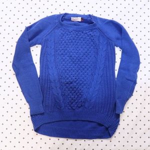 SO Royal Blue Knit High-Low Sweater Fisherman Style